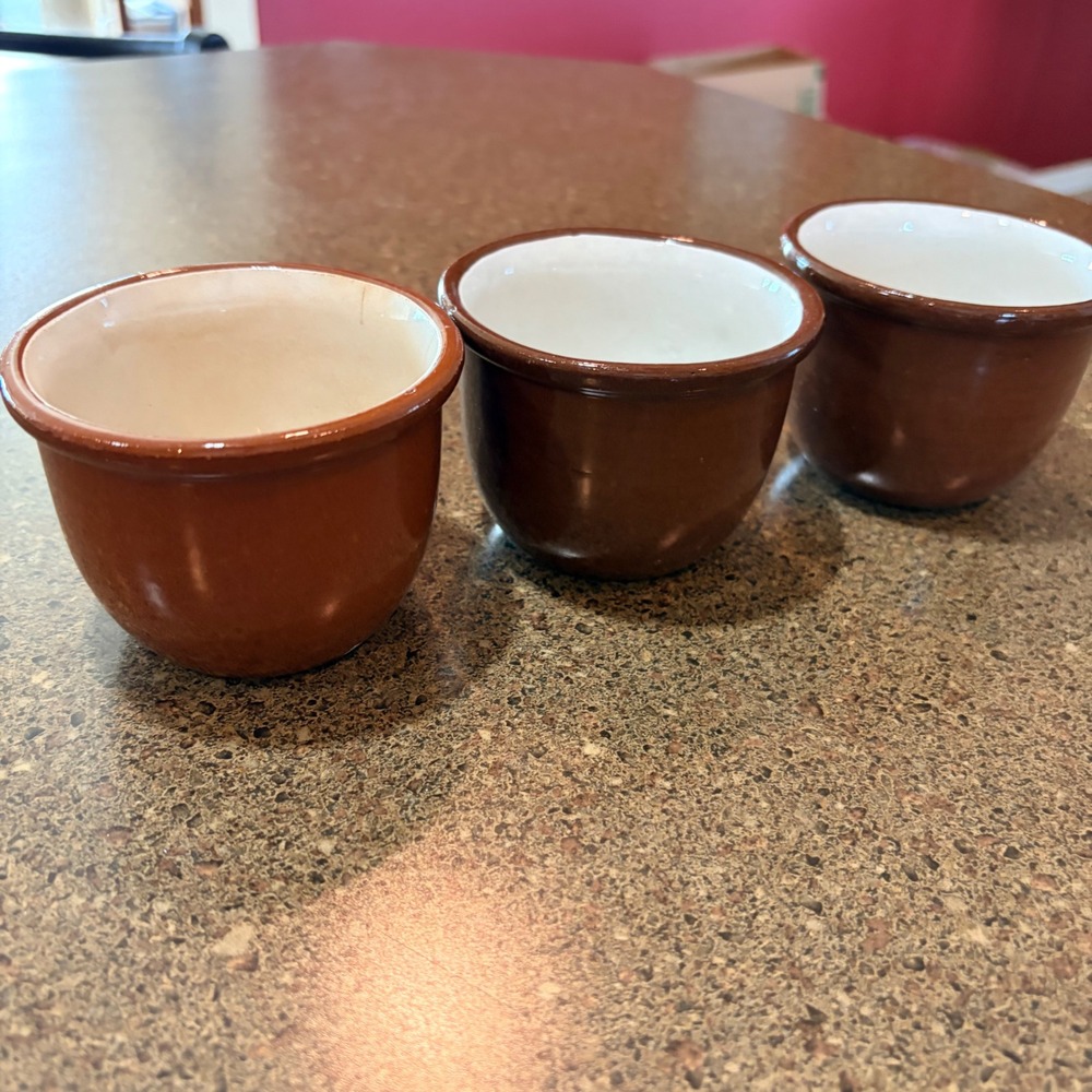Vintage Weller Pottery Brown Glazed Cup Set of 3 Farmhouse USA